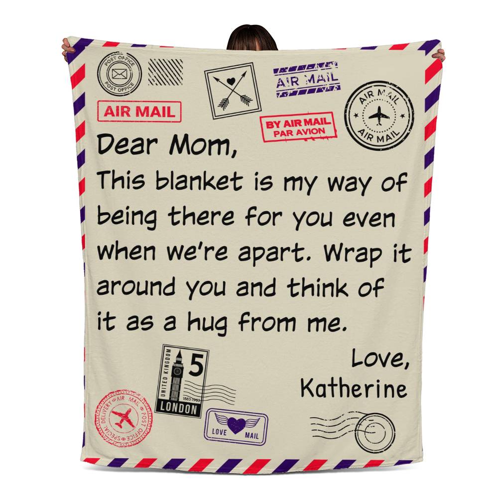 Dear Mom, Jersey Fleece Blanket 50" x 60" Best Personalized Mother's Day Gift