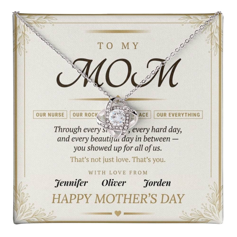 Mom - Mother' Day Love Knot Necklace (Personalized With Kids' Names)