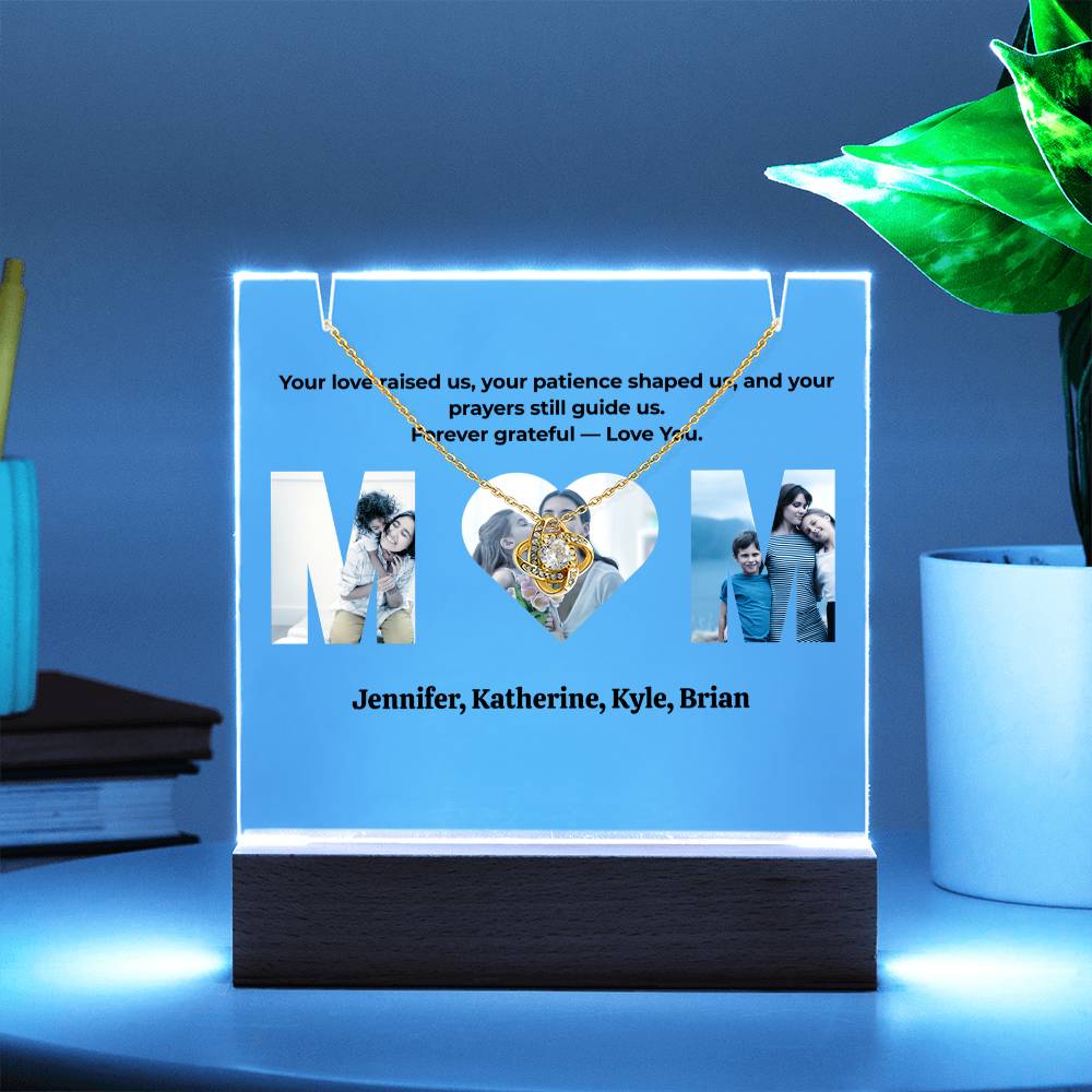 Personalized MOM Acrylic Plaque with Necklace Gift
