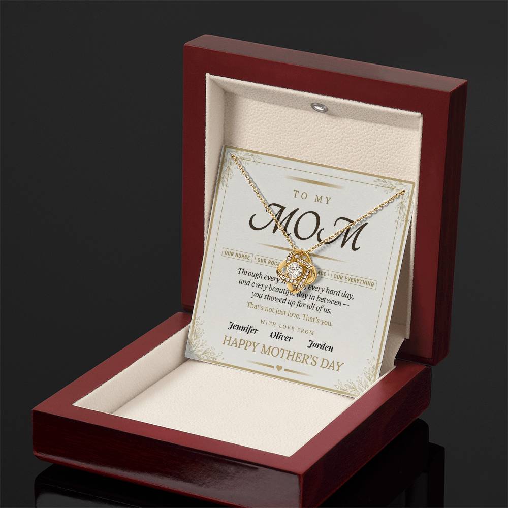 Mom - Mother' Day Love Knot Necklace (Personalized With Kids' Names)