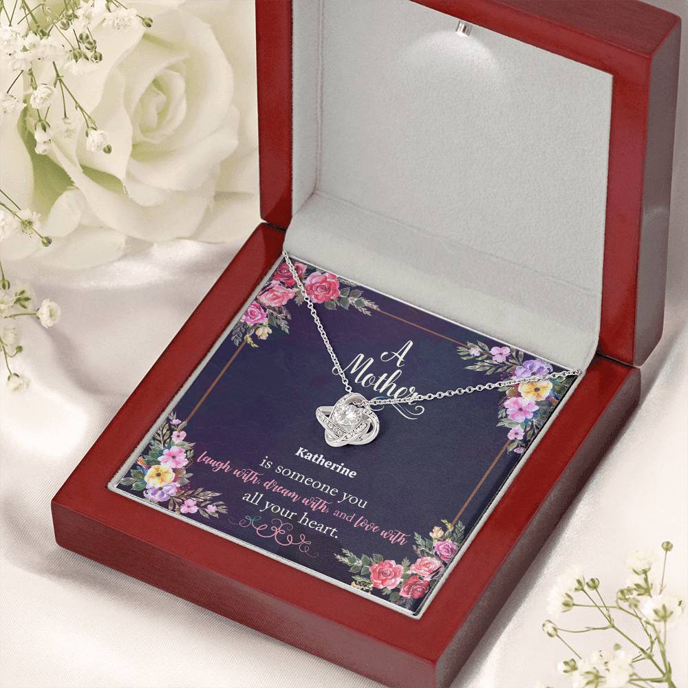A Mother is someone you laugh with, dream with, and love with all your heart. Mother's Day Love Knot Necklace - Yellow & White Gold