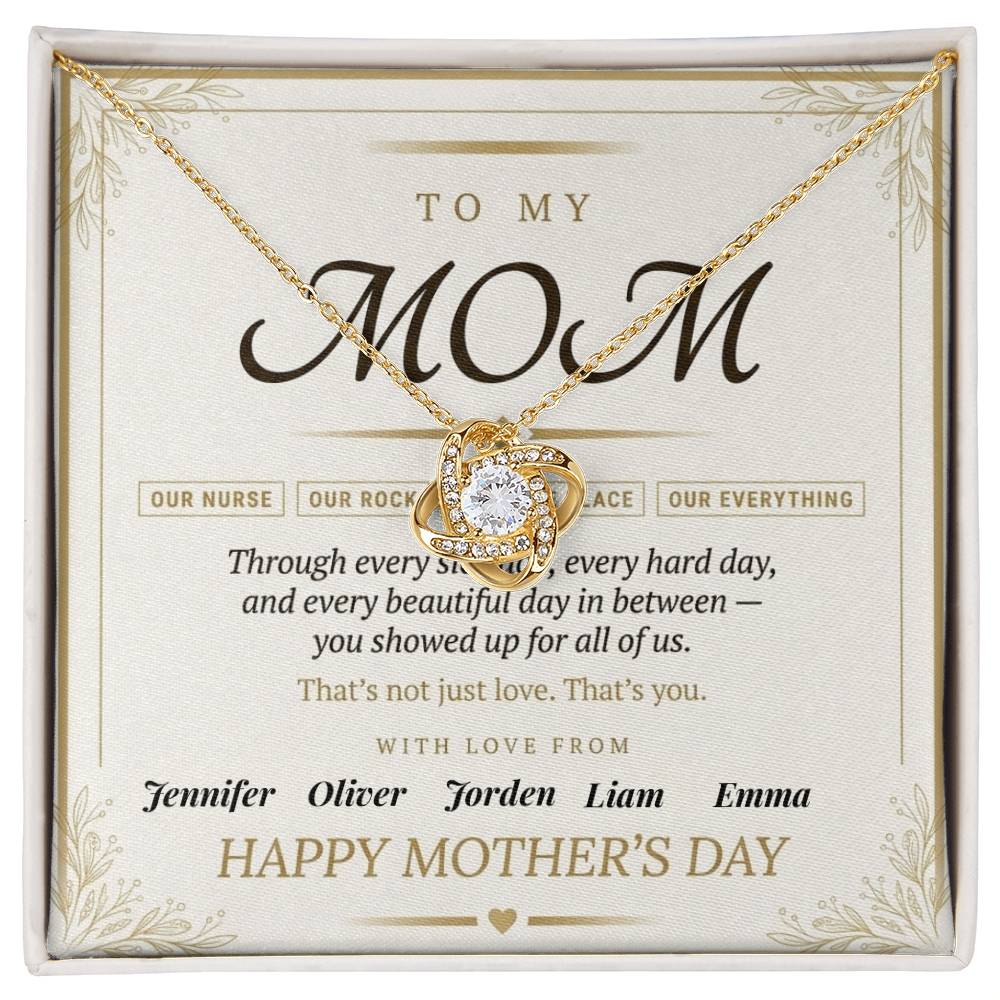 Mom - Mother' Day Love Knot Necklace (Personalized With Kids' Names)