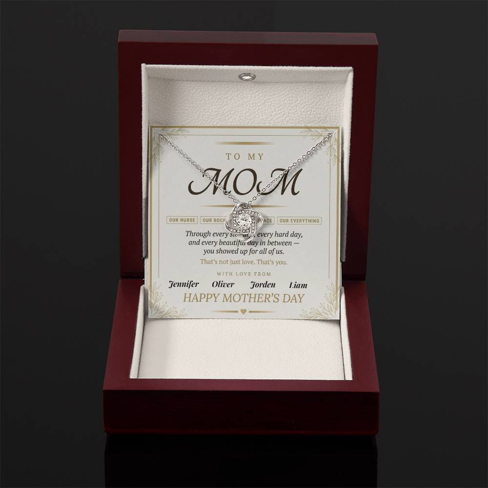 Mom - Mother' Day Love Knot Necklace (Personalized With Kids' Names)