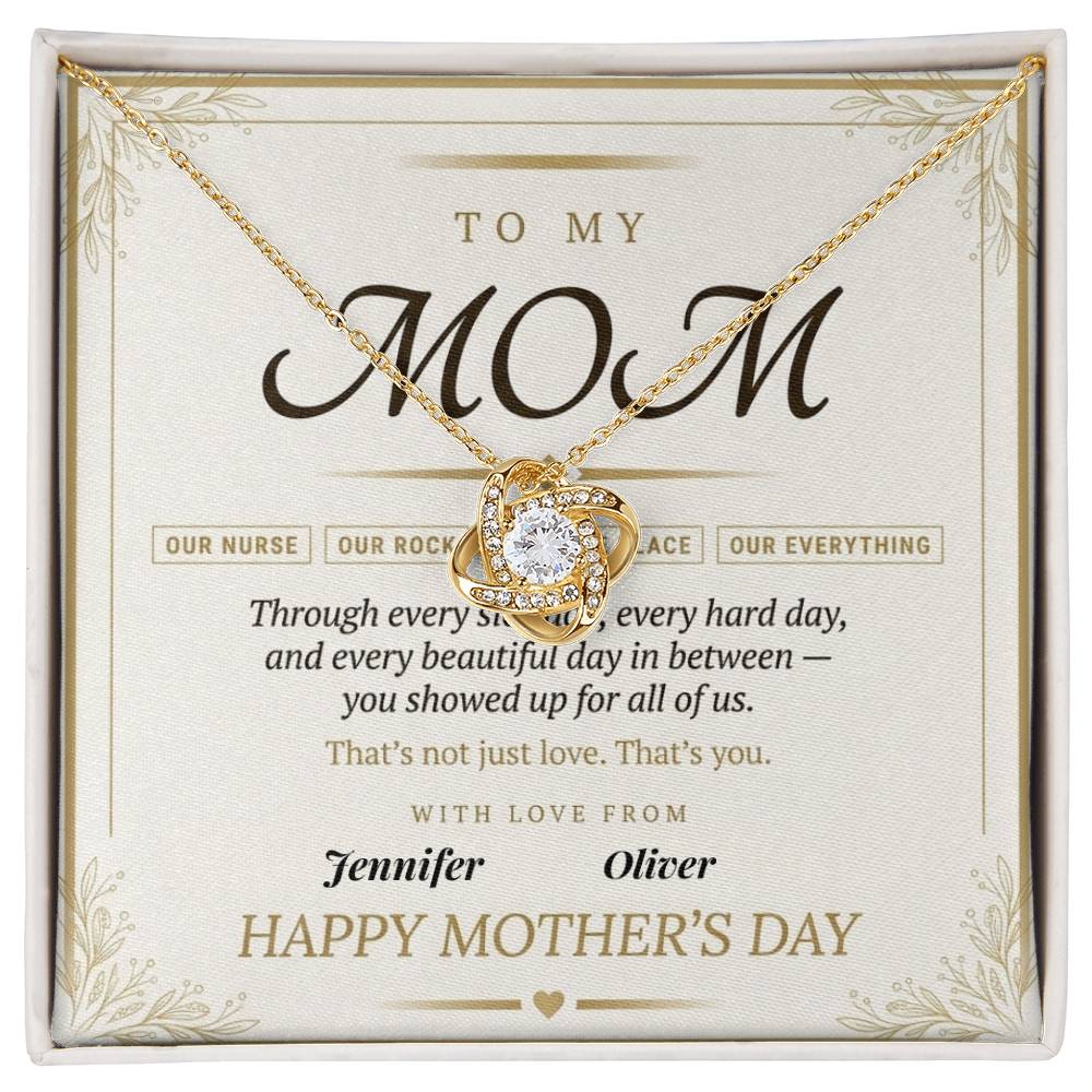 Mom - Mother' Day Love Knot Necklace (Personalized With Kids' Names)