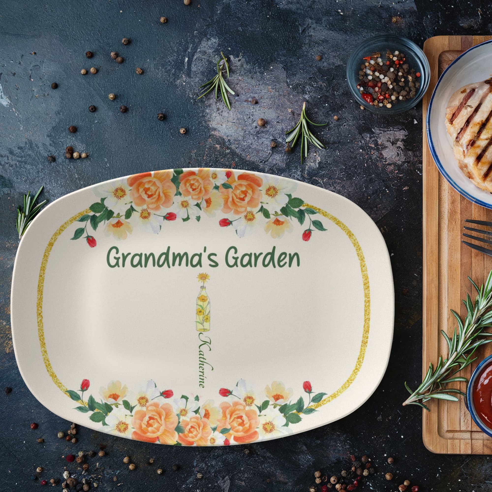 Grandma's Garden 10”x14” Platter - Personalized