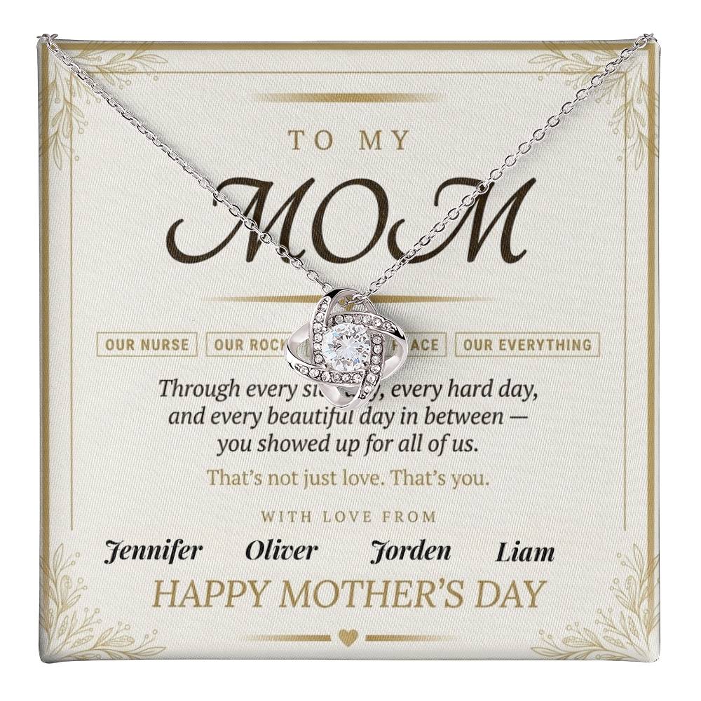 Mom - Mother' Day Love Knot Necklace (Personalized With Kids' Names)