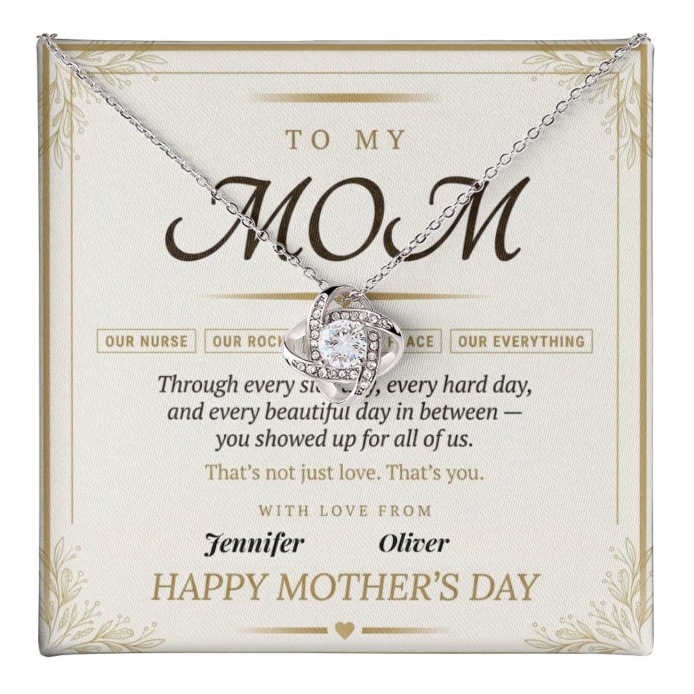 Mom - Mother' Day Love Knot Necklace (Personalized With Kids' Names)