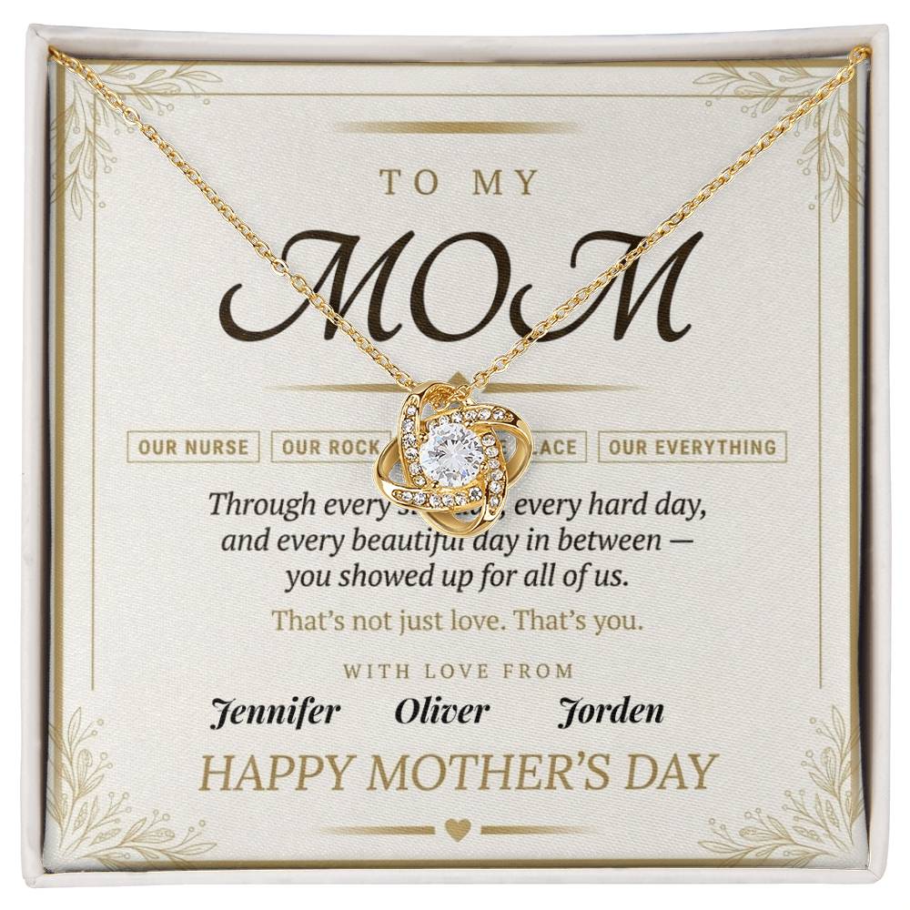 Mom - Mother' Day Love Knot Necklace (Personalized With Kids' Names)