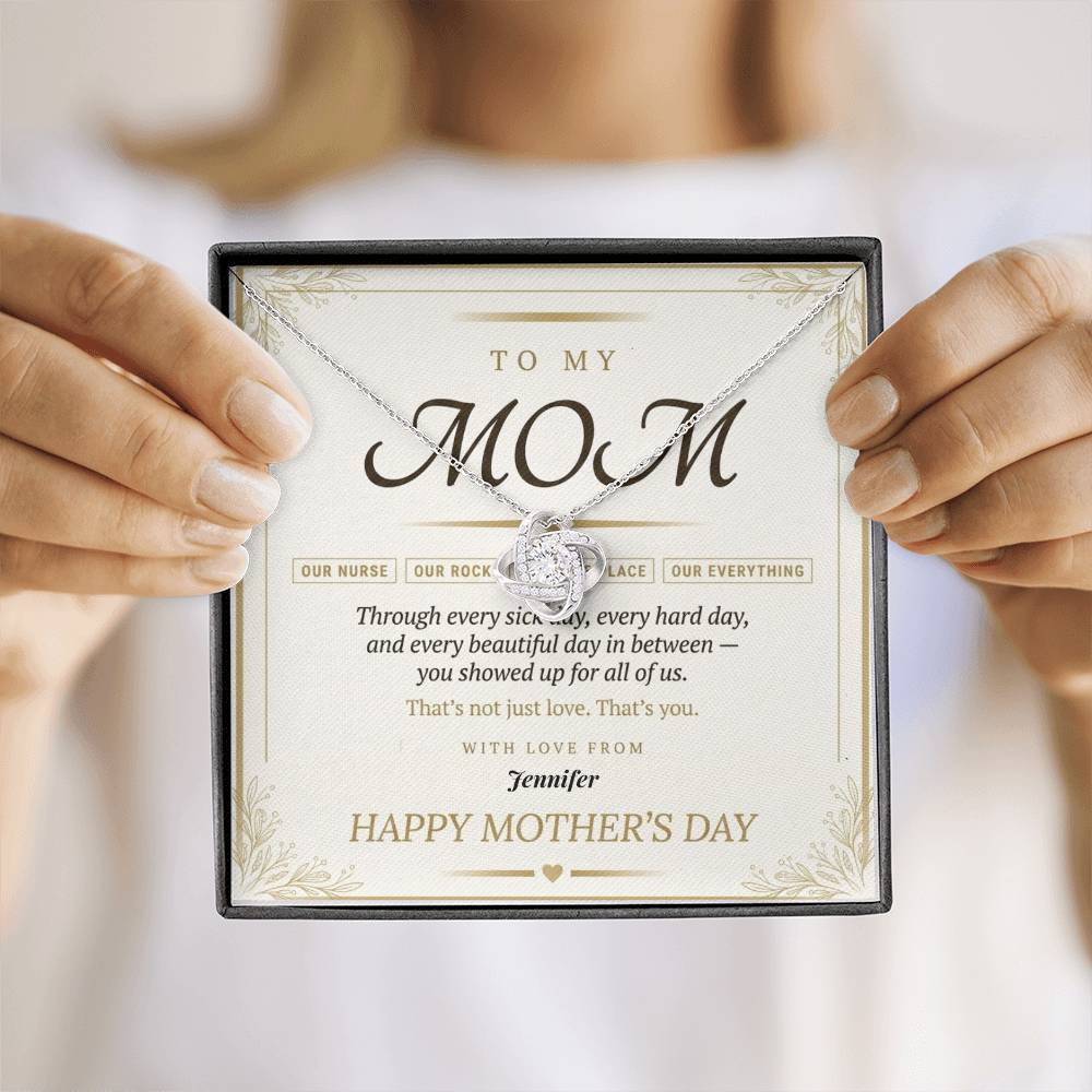 Mom - Mother' Day Love Knot Necklace (Personalized With Kids' Names)
