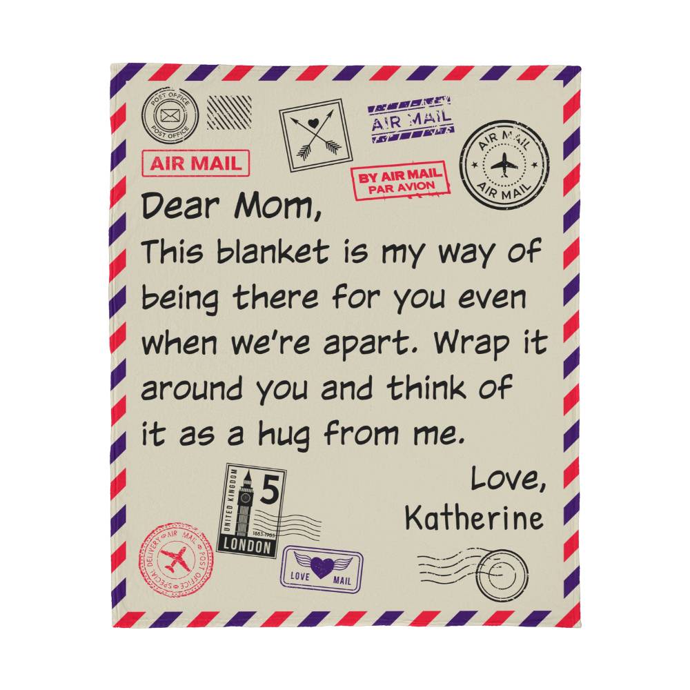 Dear Mom, Jersey Fleece Blanket 50" x 60" Best Personalized Mother's Day Gift