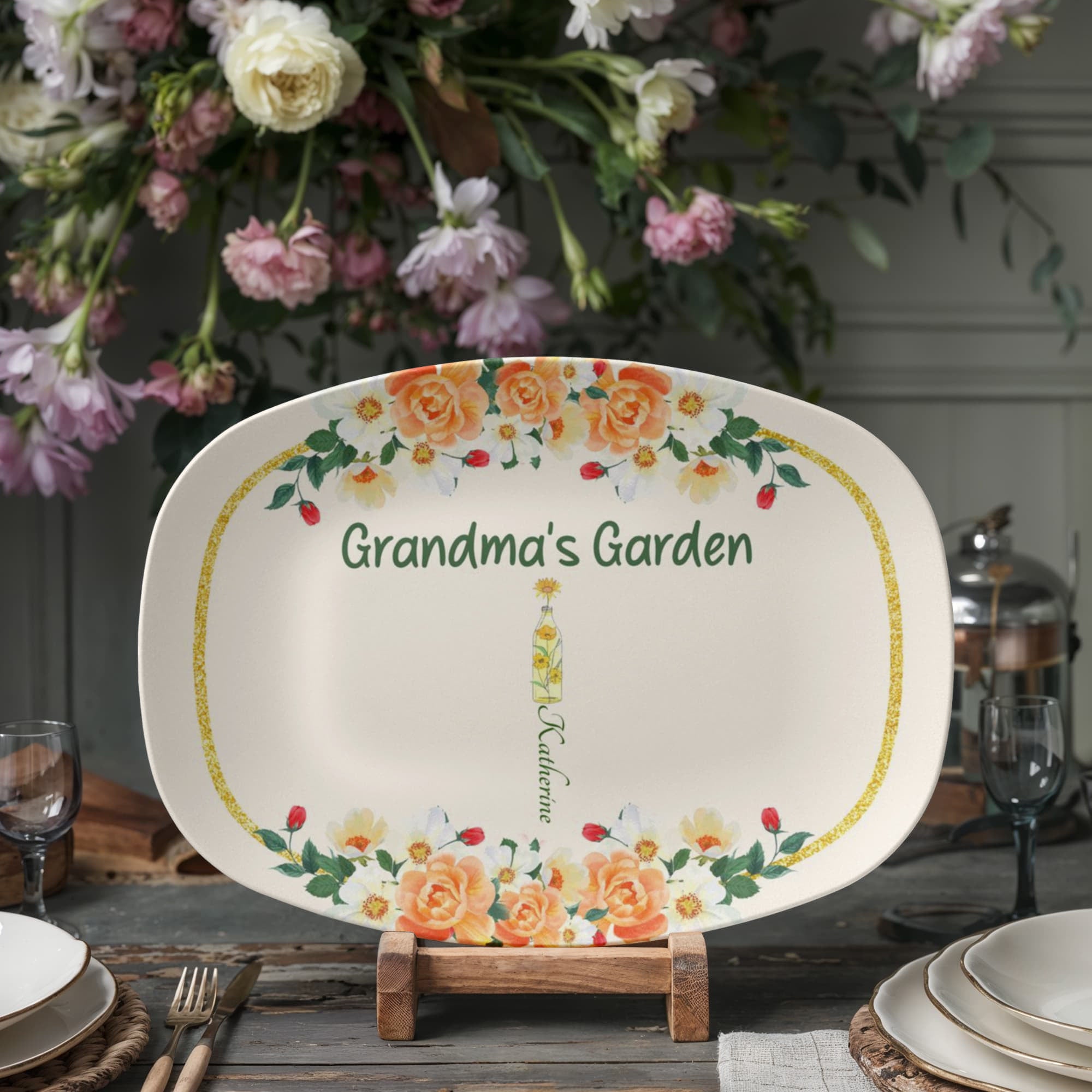 Grandma's Garden 10”x14” Platter - Personalized