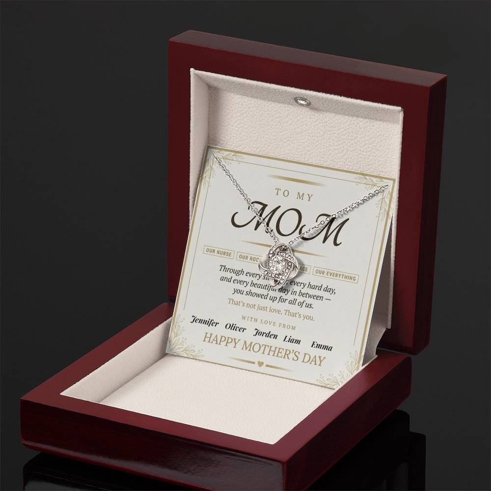 Mom - Mother' Day Love Knot Necklace (Personalized With Kids' Names)