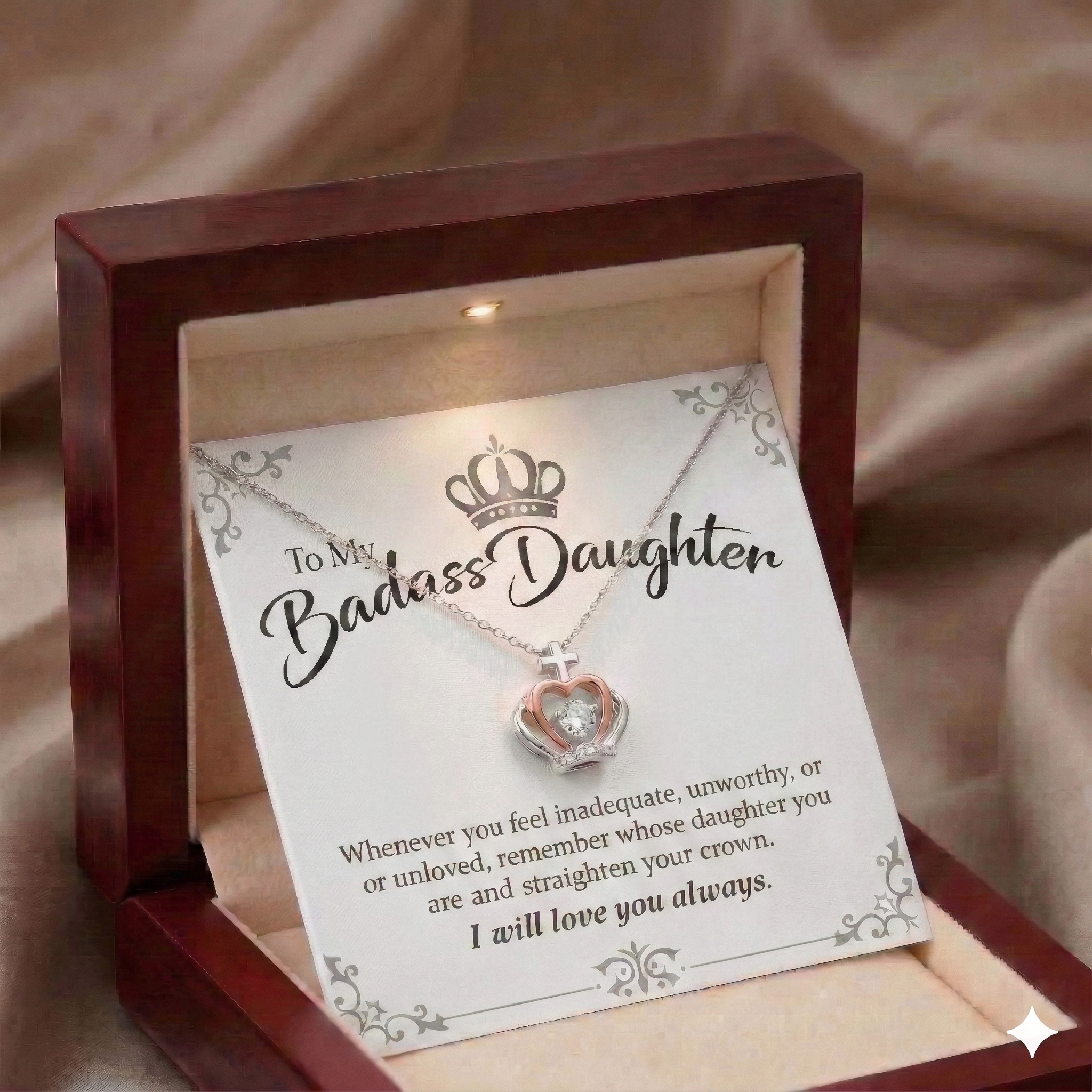 To My Badass Daughter - Crown Pendant Necklace