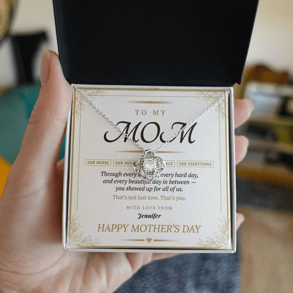 Mom - Mother' Day Love Knot Necklace (Personalized With Kids' Names)