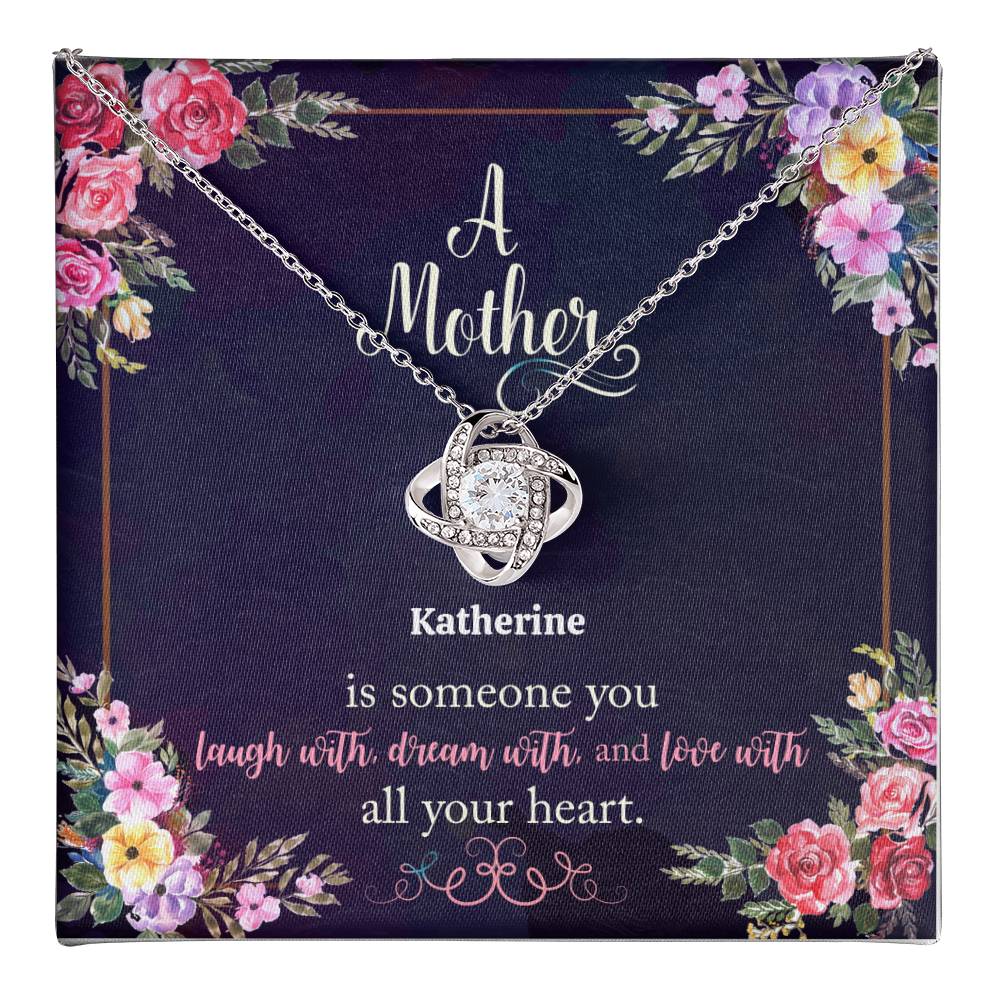 A Mother is someone you laugh with, dream with, and love with all your heart. Mother's Day Love Knot Necklace - Yellow & White Gold