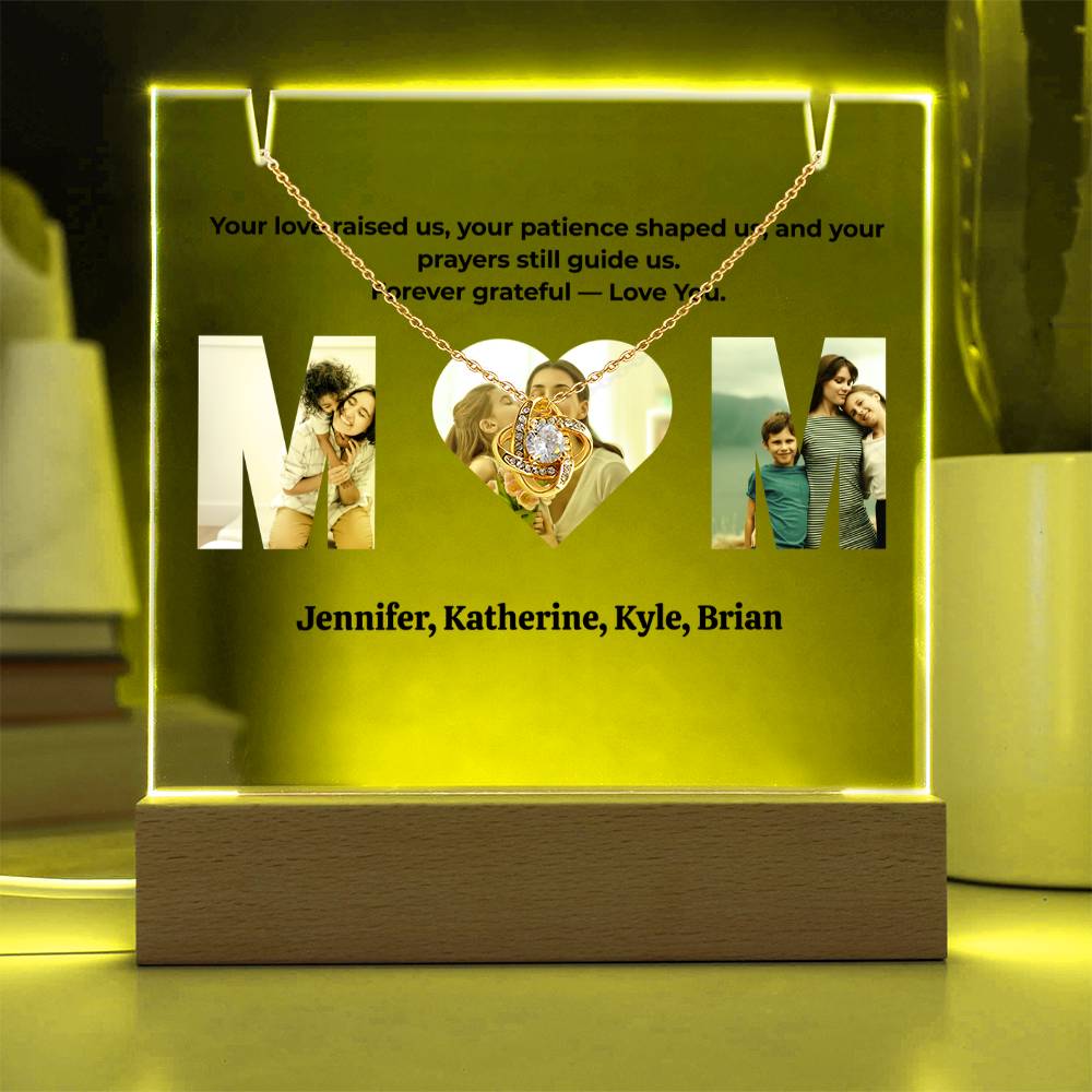 Personalized MOM Acrylic Plaque with Necklace Gift