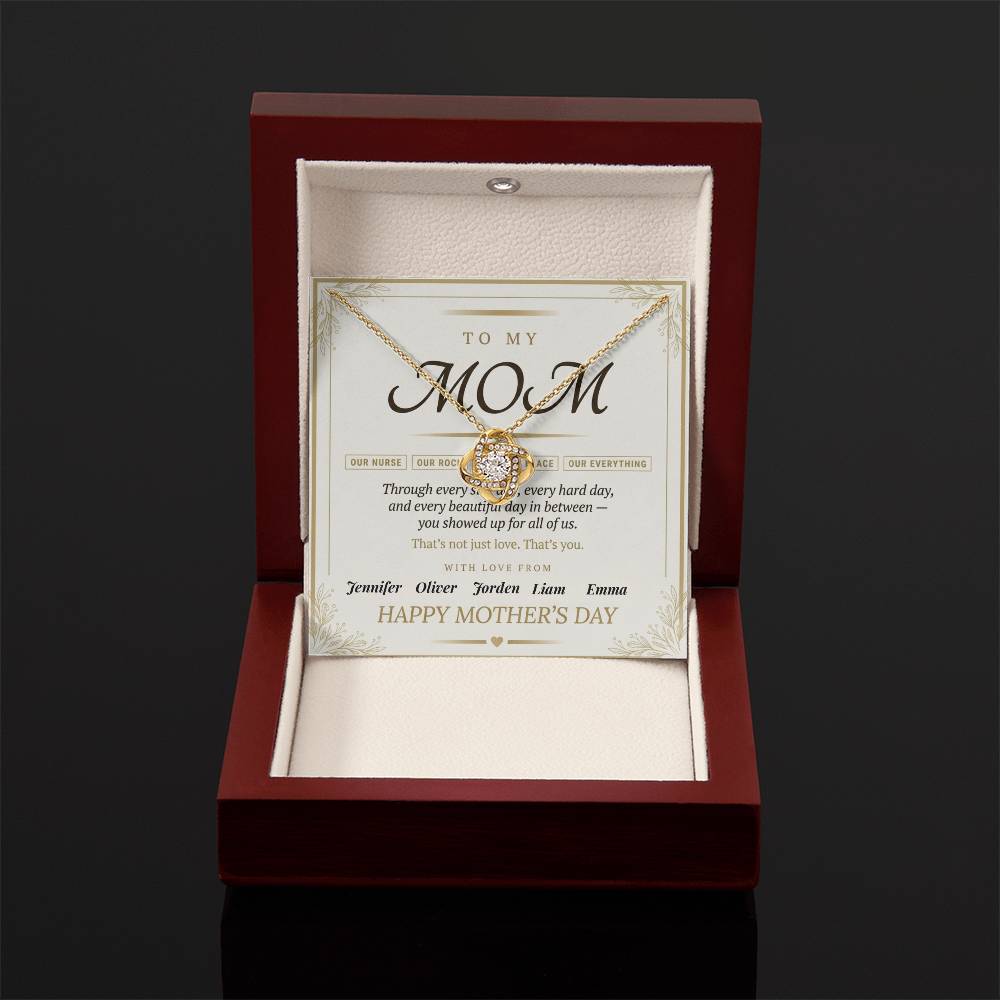 Mom - Mother' Day Love Knot Necklace (Personalized With Kids' Names)