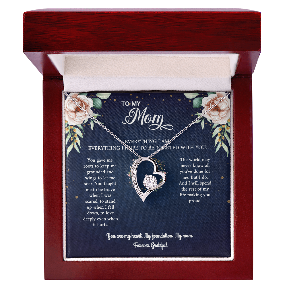 Mom Necklace Gift - 'Everything I Am Started With You'