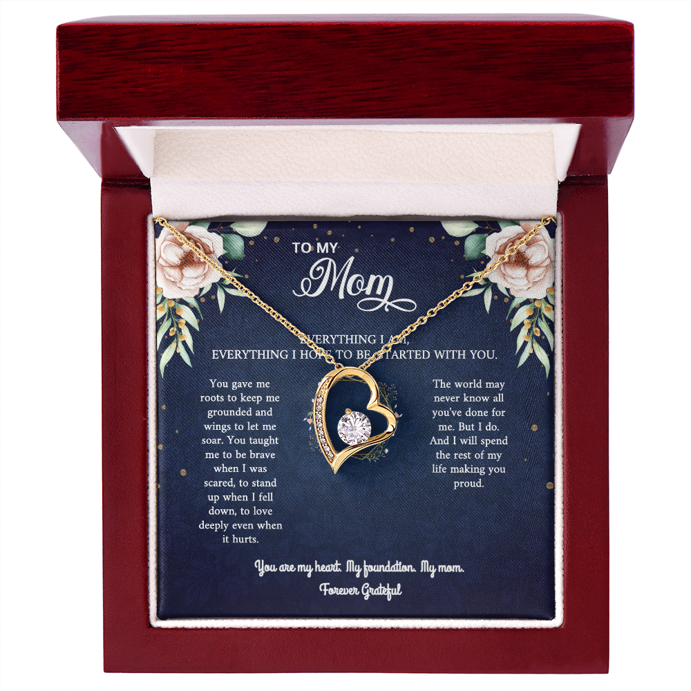Mom Necklace Gift - 'Everything I Am Started With You'