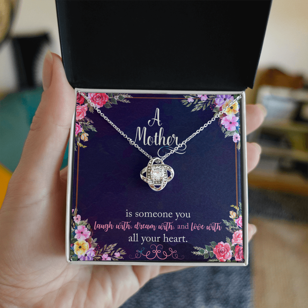 A Mother Quote Floral Print — Love Knot Necklace — Meaningful Mom Gift