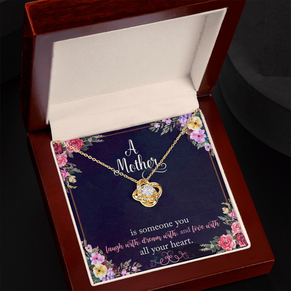 A Mother Quote Floral Print — Love Knot Necklace — Meaningful Mom Gift