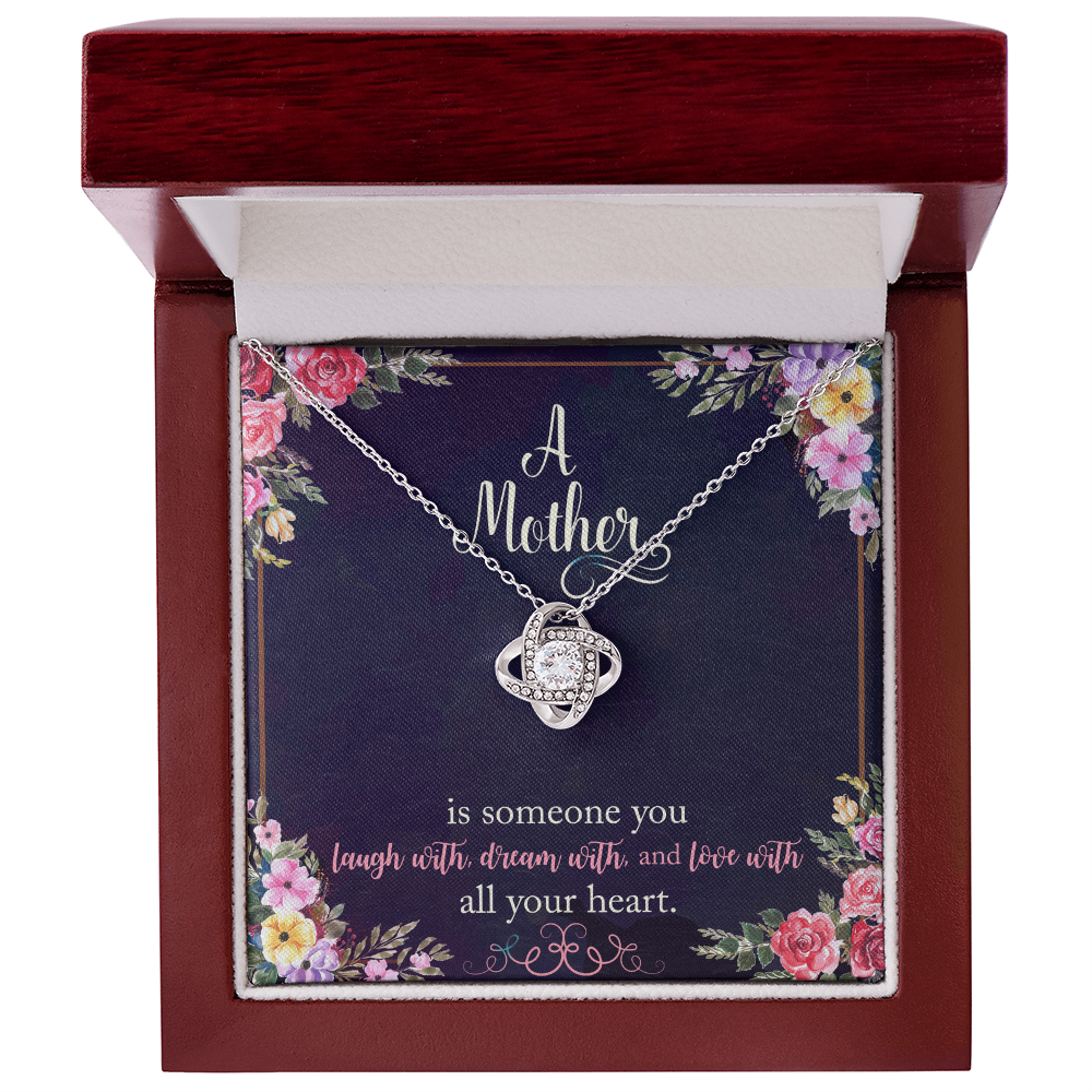 A Mother Quote Floral Print — Love Knot Necklace — Meaningful Mom Gift