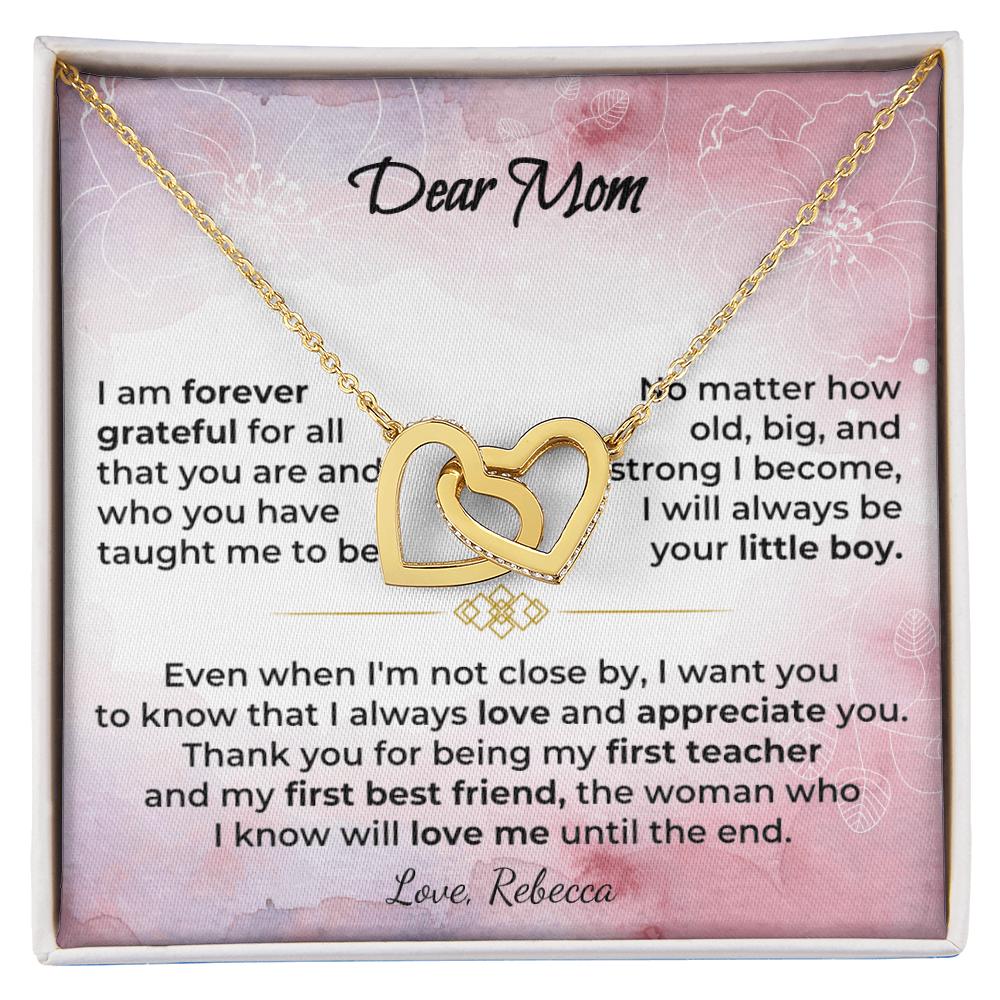 Dear Mom - 18k Yellow Gold Interlocked-Hearts Necklace Gift Set