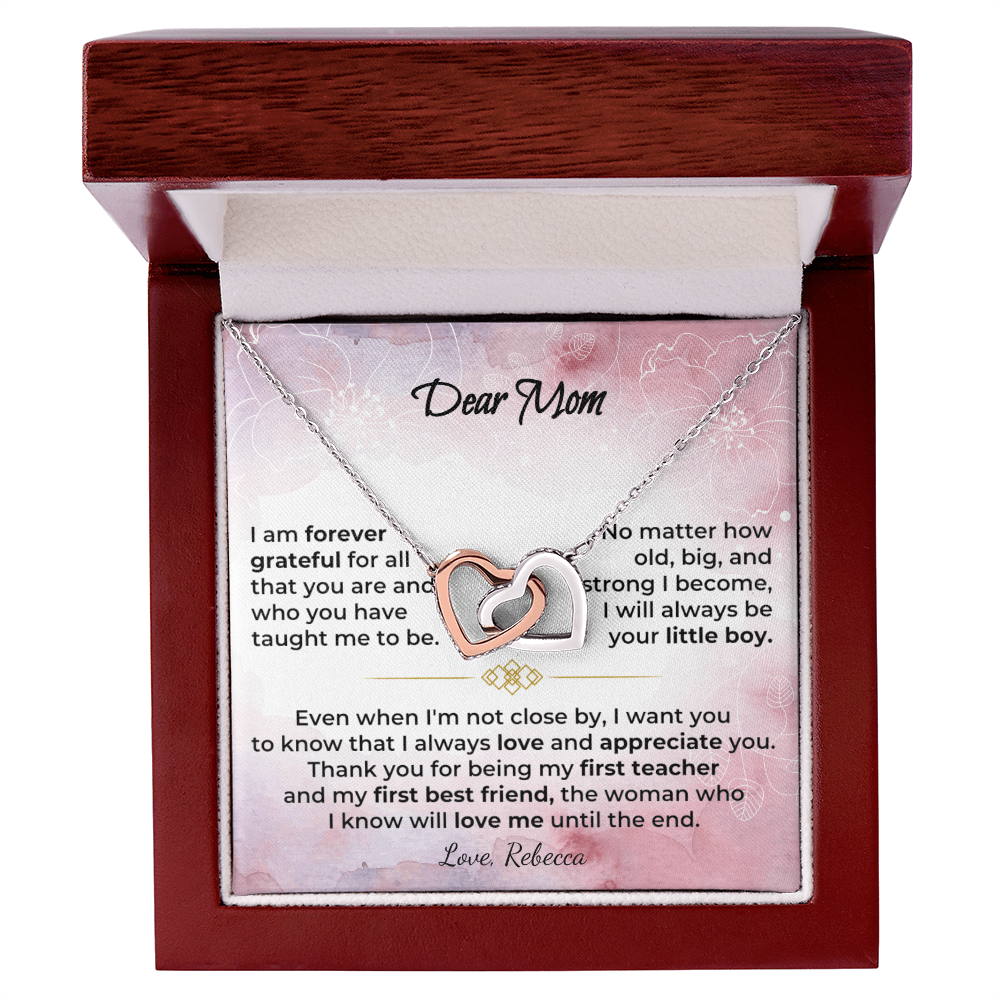 Dear Mom - 18k Yellow Gold Interlocked-Hearts Necklace Gift Set