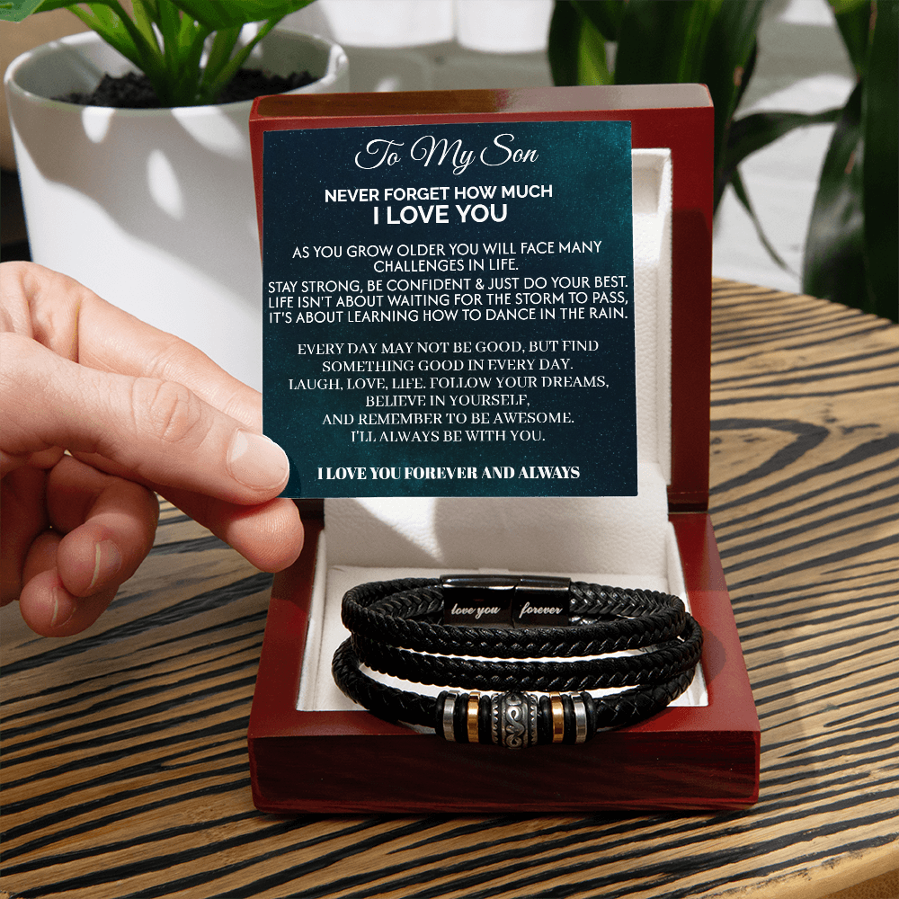 To My Son |  Love You Forever - Leather Bracelet