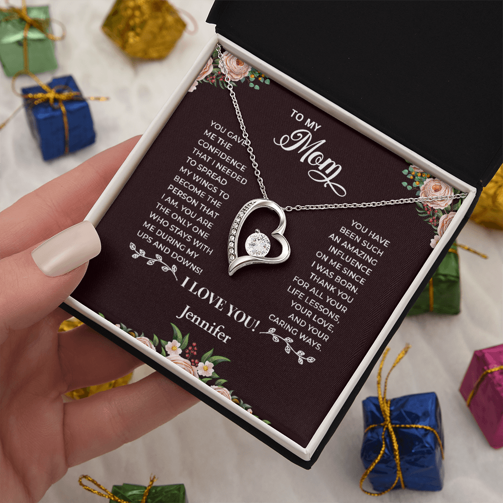 To My Mom - Heart Shaped Forever Love Necklace - Personalized Sign-Off