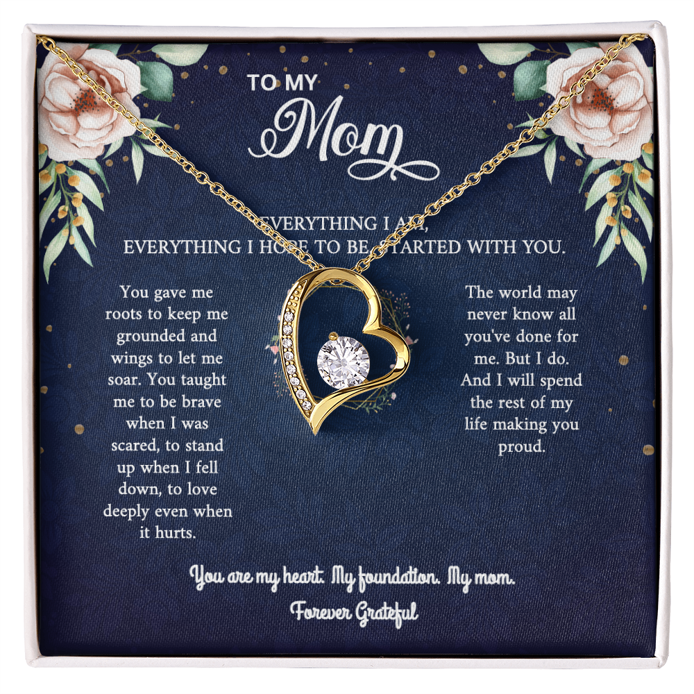 Mom Necklace Gift - 'Everything I Am Started With You'