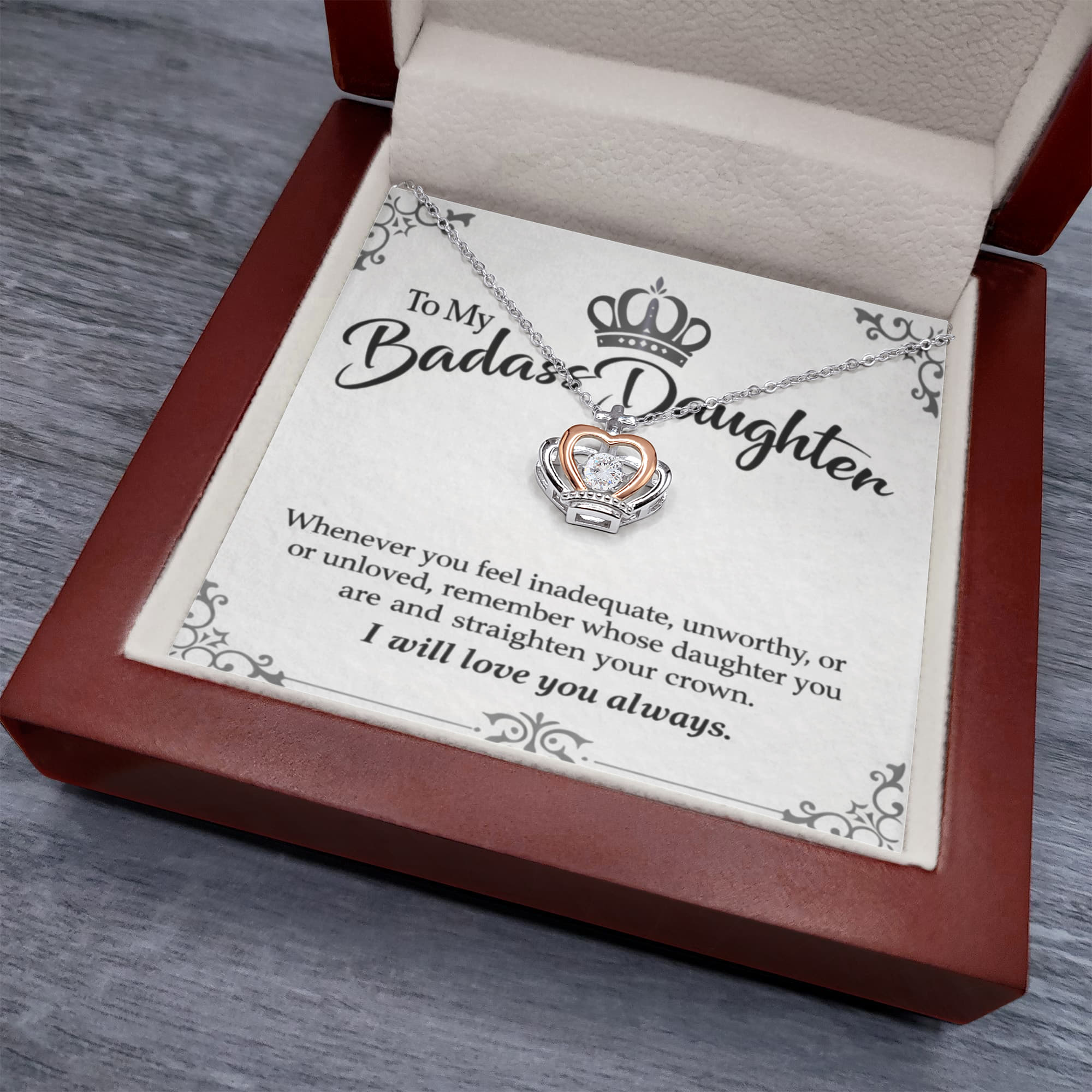 To My Badass Daughter - Crown Pendant Necklace