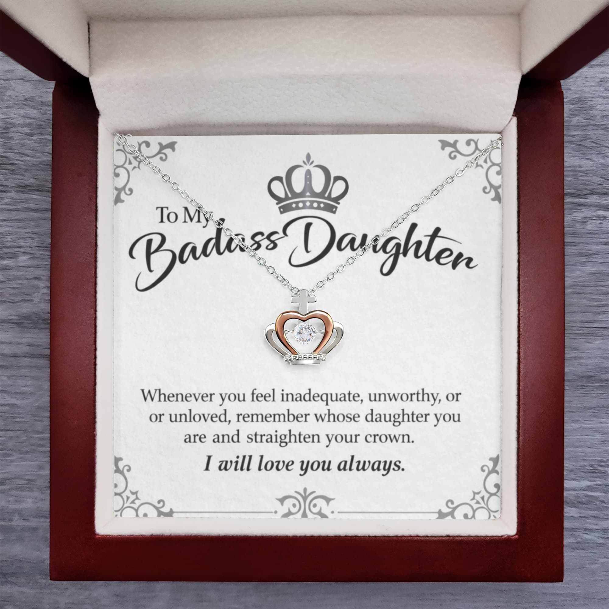 To My Badass Daughter - Crown Pendant Necklace
