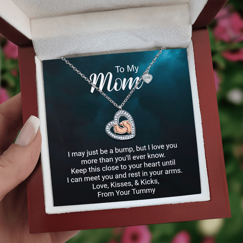 To My Mom – Baby Feet Necklace Gift Set for Expecting Mommy's