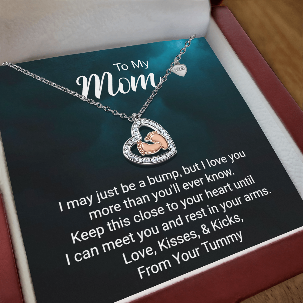 To My Mom – Baby Feet Necklace Gift Set for Expecting Mommy's