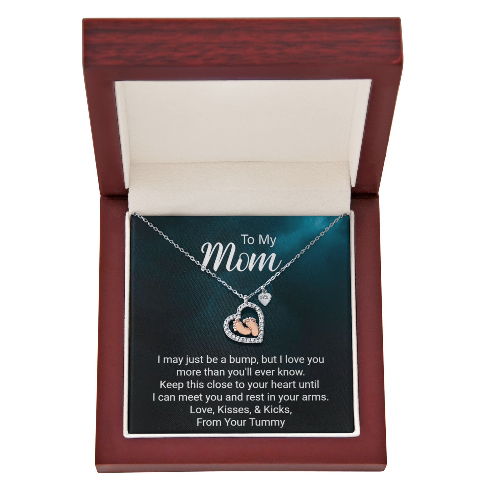 To My Mom – Baby Feet Necklace Gift Set for Expecting Mommy's
