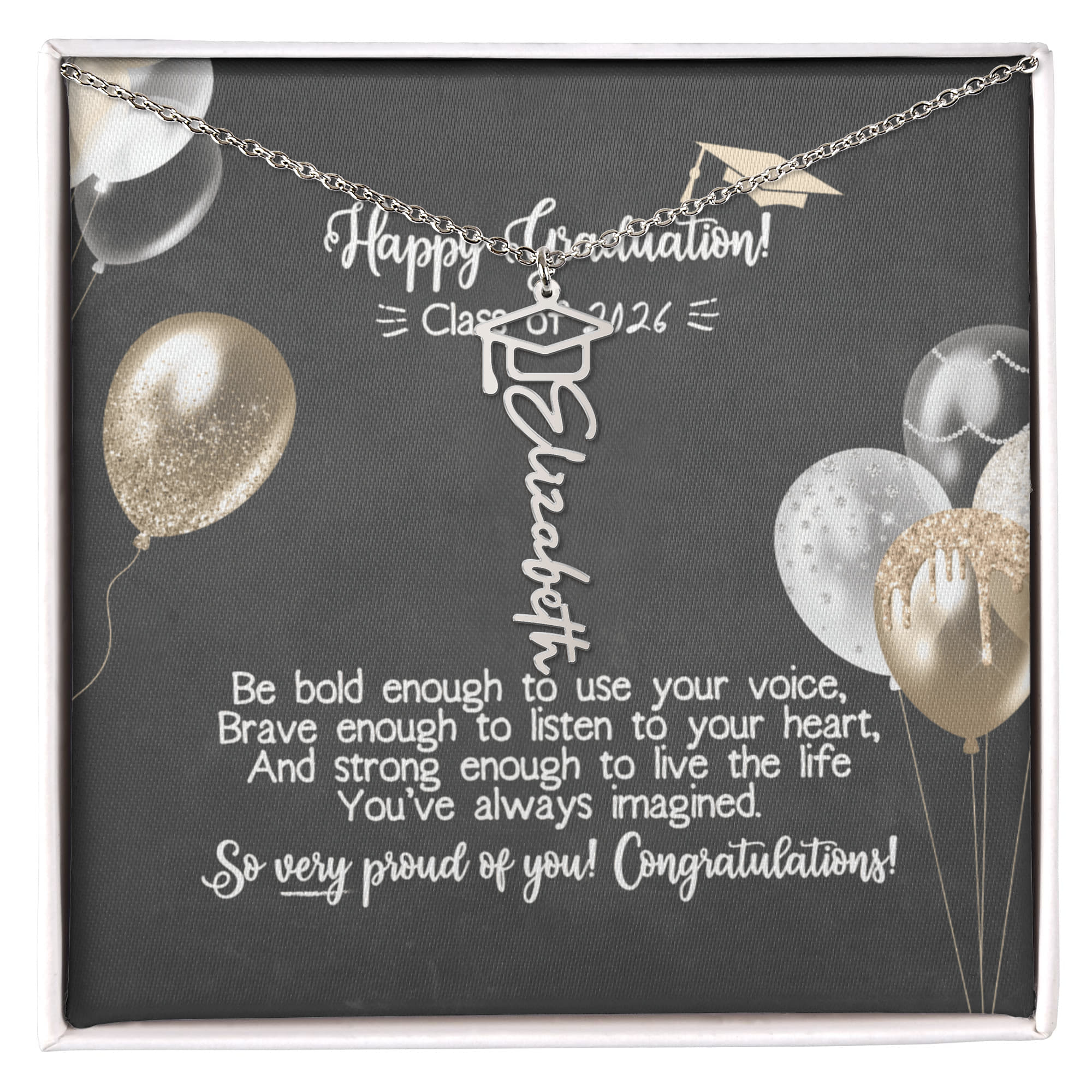 Personalized Graduation Name Necklace - Happy Graduation