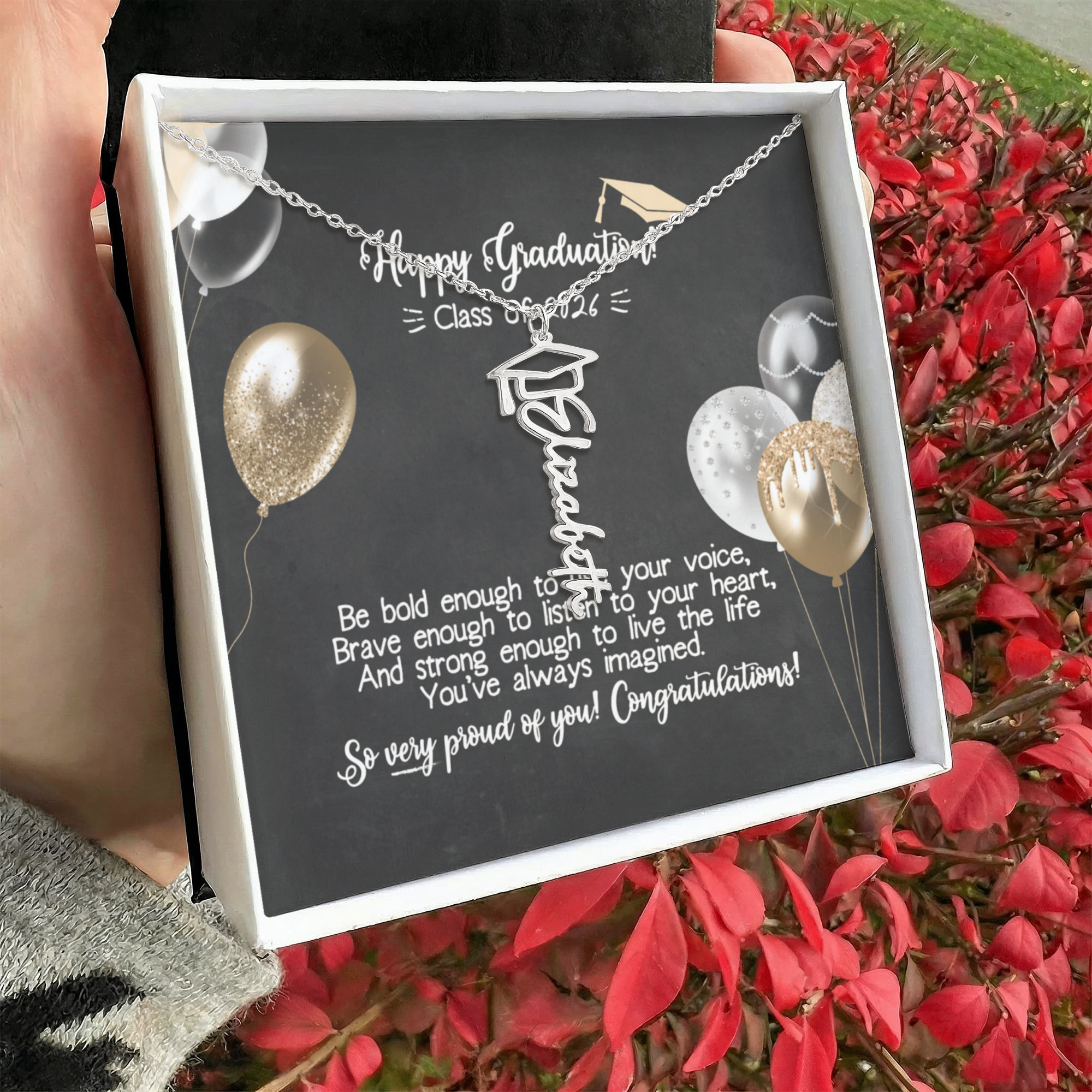 Personalized Graduation Name Necklace - Happy Graduation