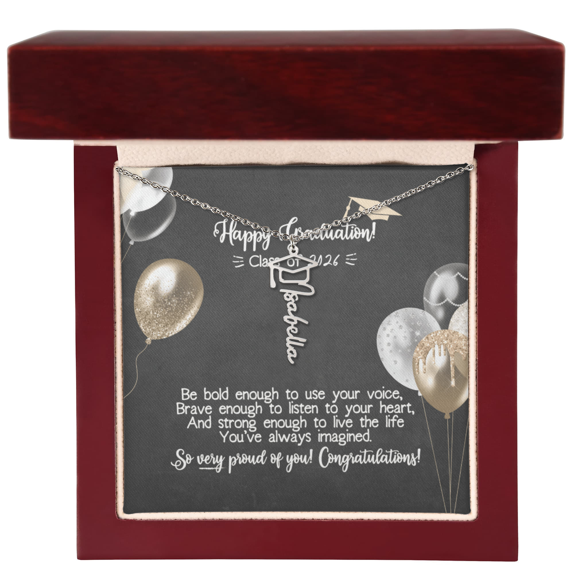 Personalized Graduation Name Necklace - Happy Graduation