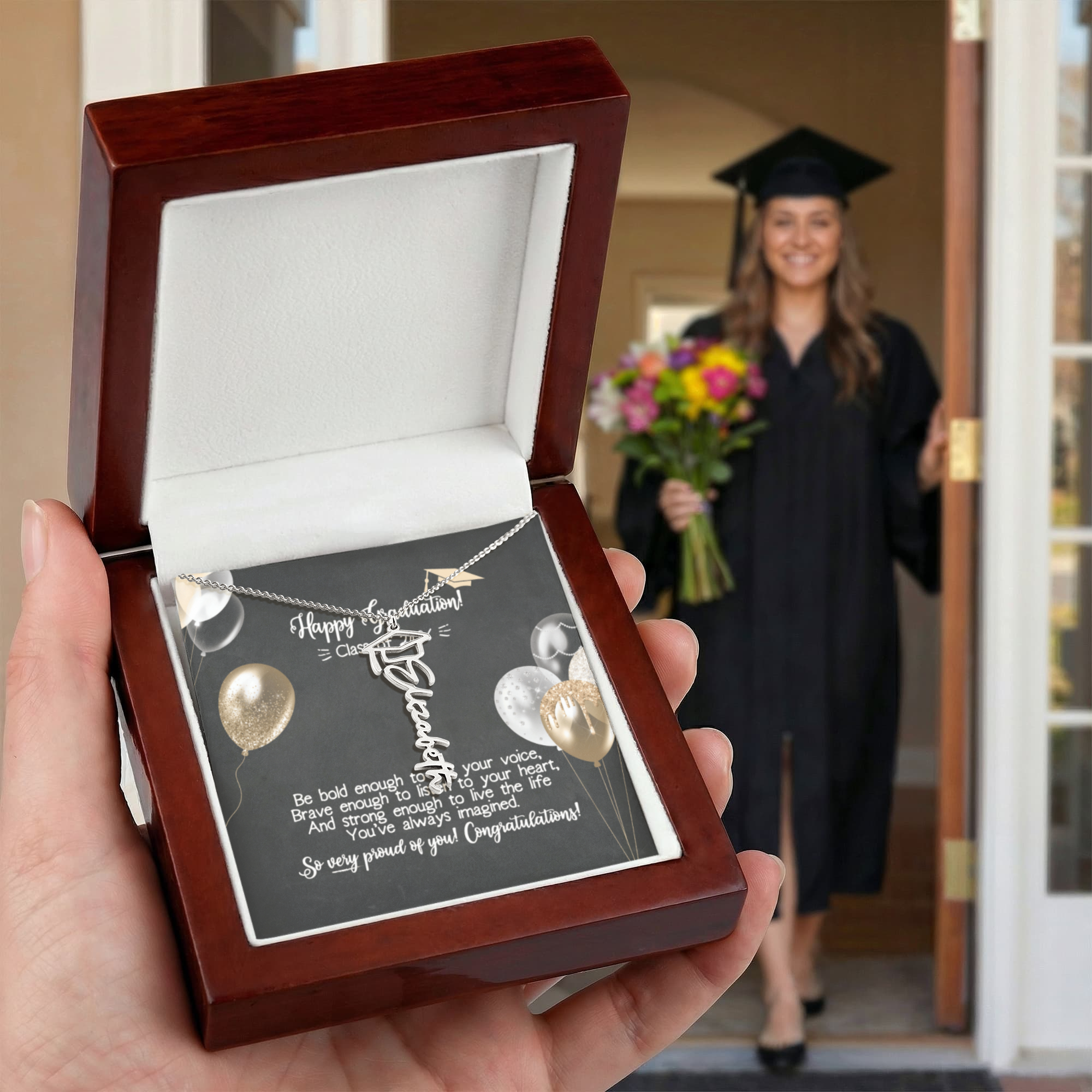 Personalized Graduation Name Necklace - Happy Graduation