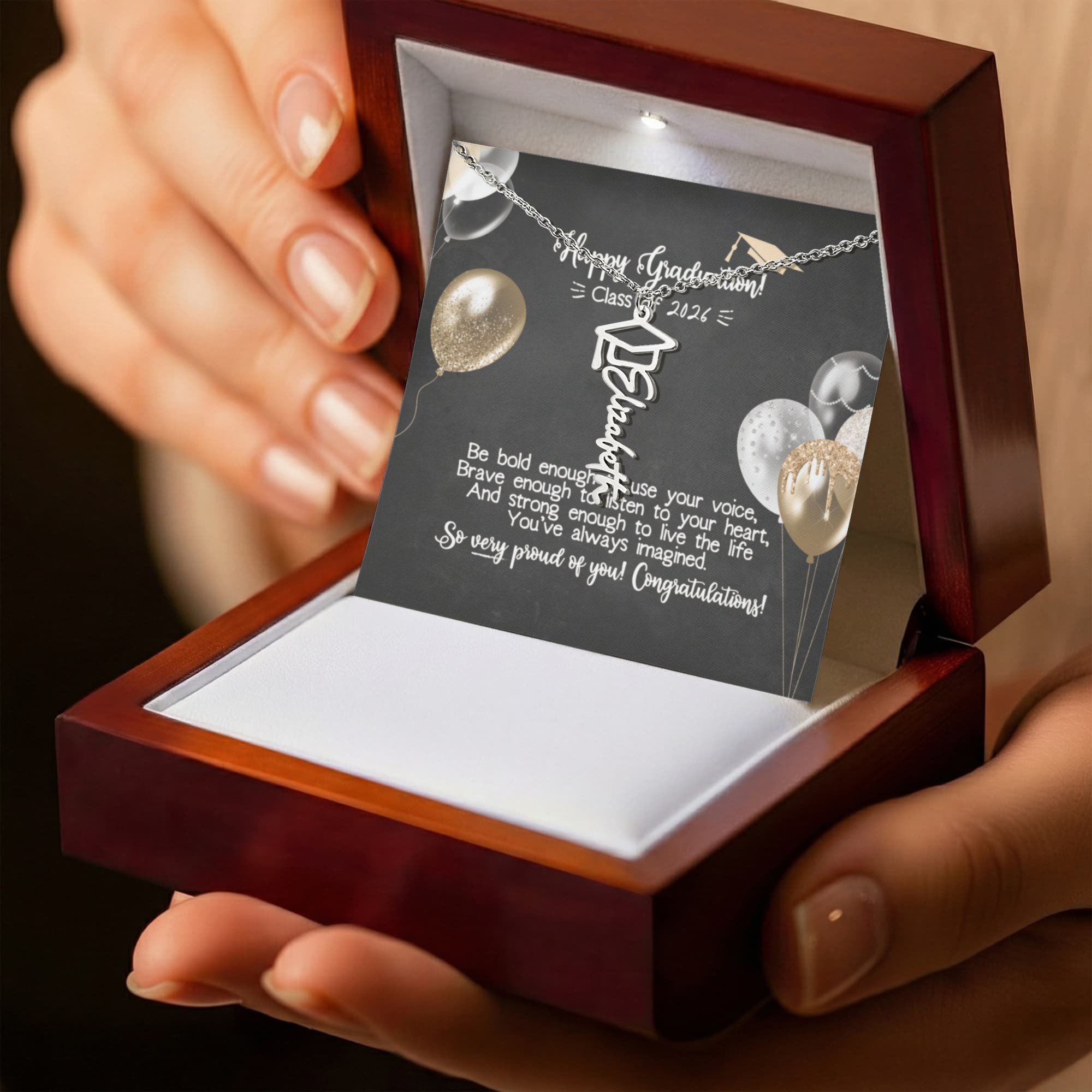 Personalized Graduation Name Necklace - Happy Graduation