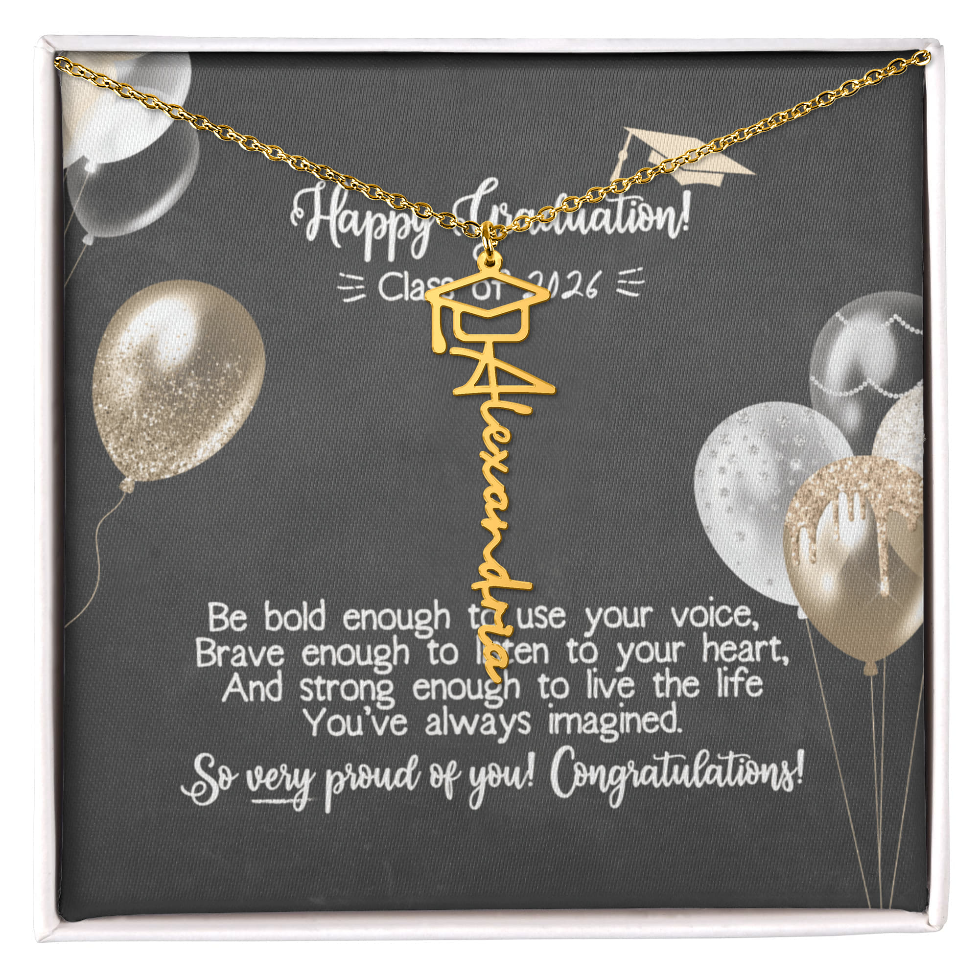 Personalized Graduation Name Necklace - Happy Graduation