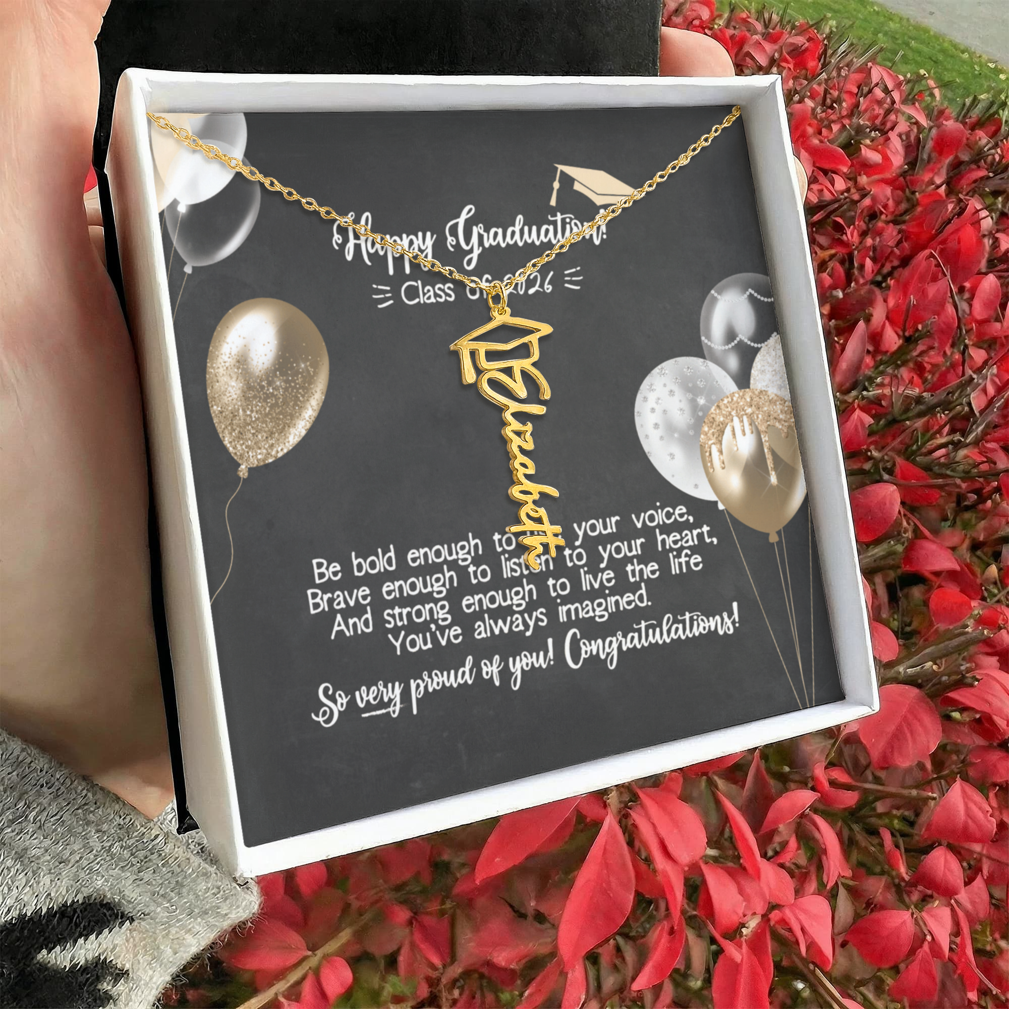 Personalized Graduation Name Necklace - Happy Graduation