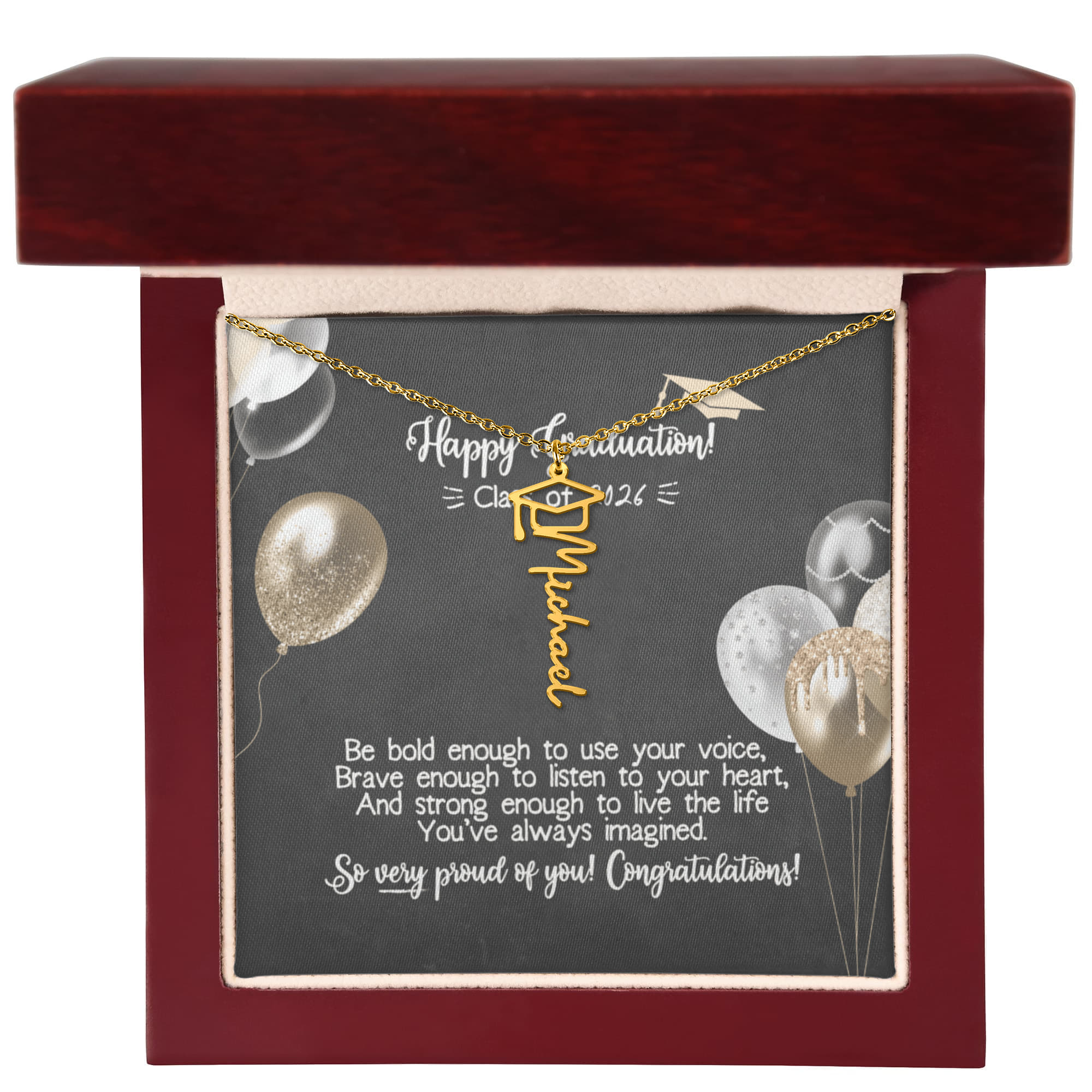 Personalized Graduation Name Necklace - Happy Graduation