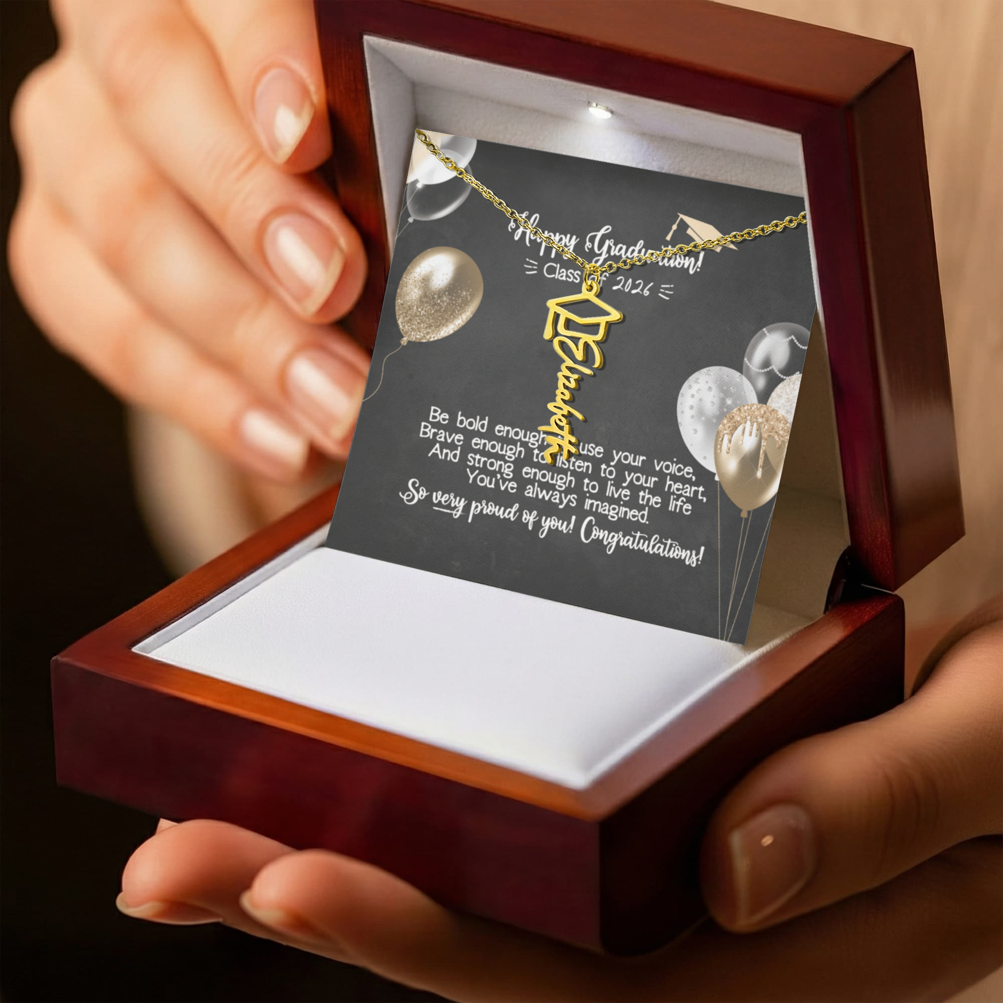 Personalized Graduation Name Necklace - Happy Graduation