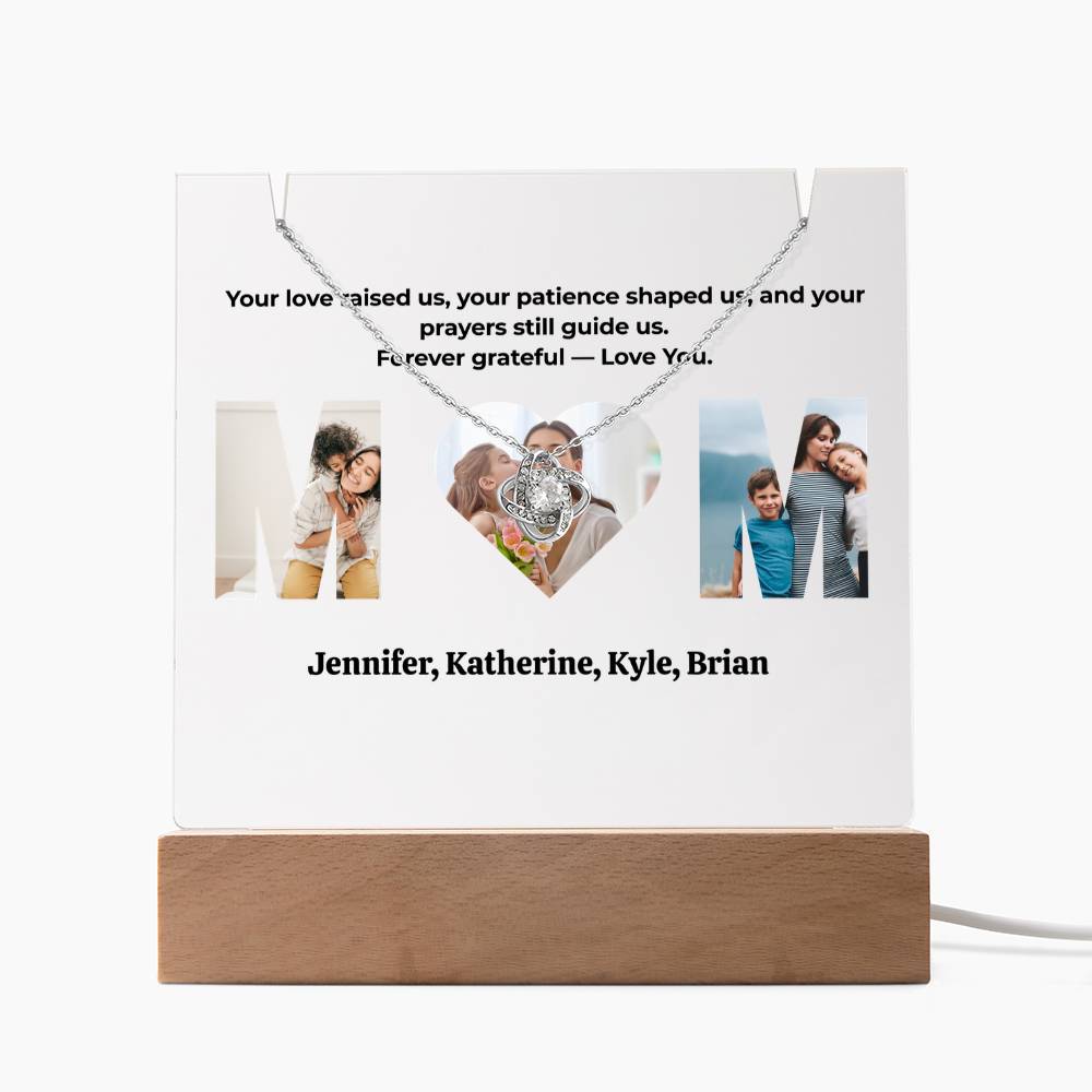 Personalized MOM Acrylic Plaque with Necklace Gift
