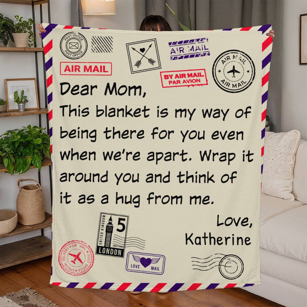 Dear Mom, Jersey Fleece Blanket 50" x 60" Best Personalized Mother's Day Gift