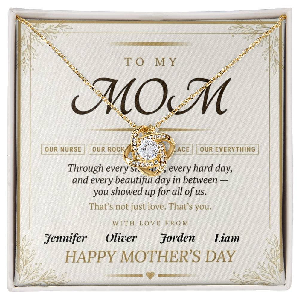Mom - Mother' Day Love Knot Necklace (Personalized With Kids' Names)