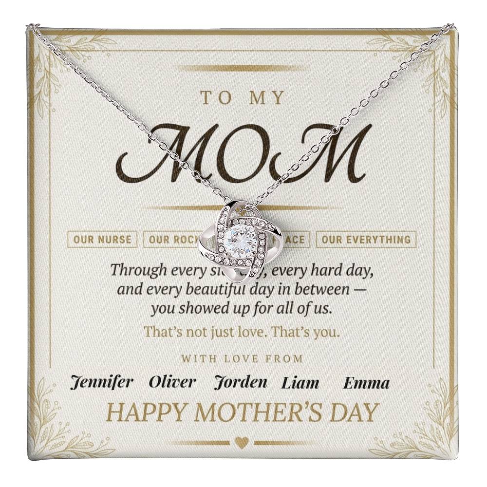 Mom - Mother' Day Love Knot Necklace (Personalized With Kids' Names)