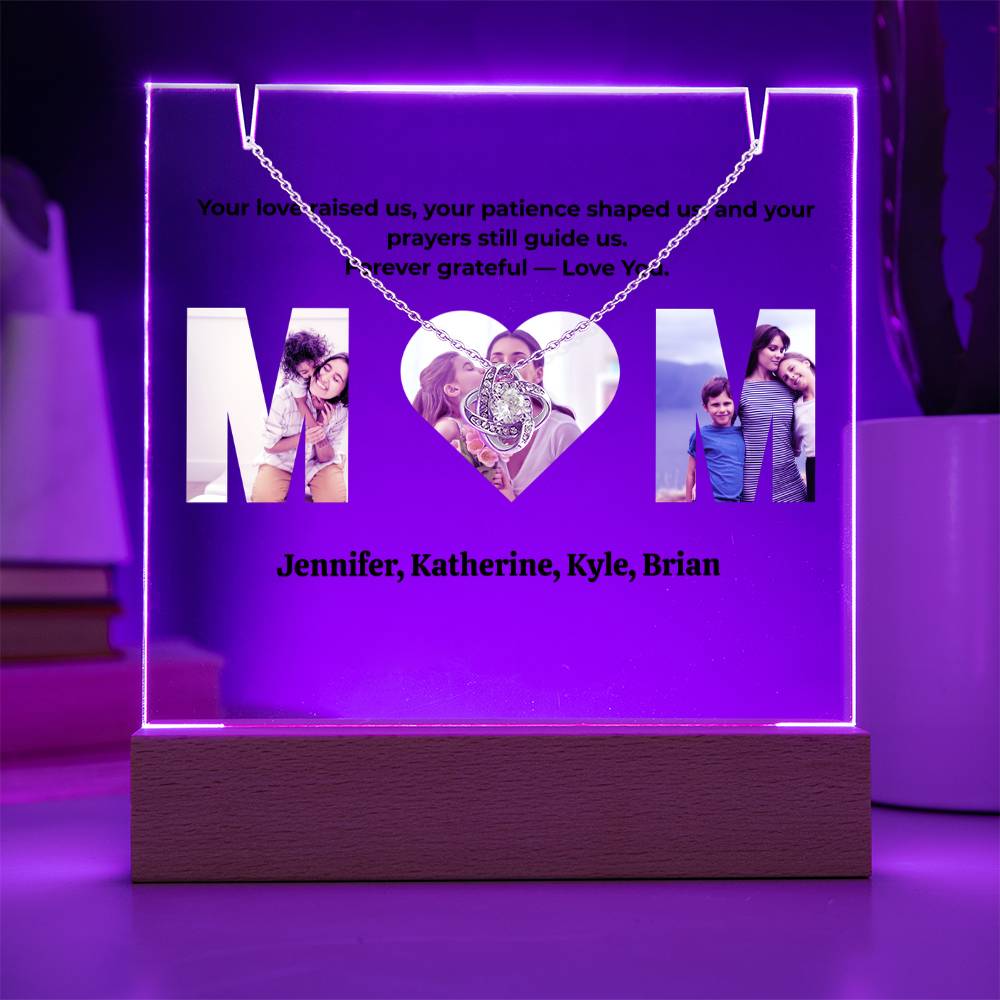 Personalized MOM Acrylic Plaque with Necklace Gift
